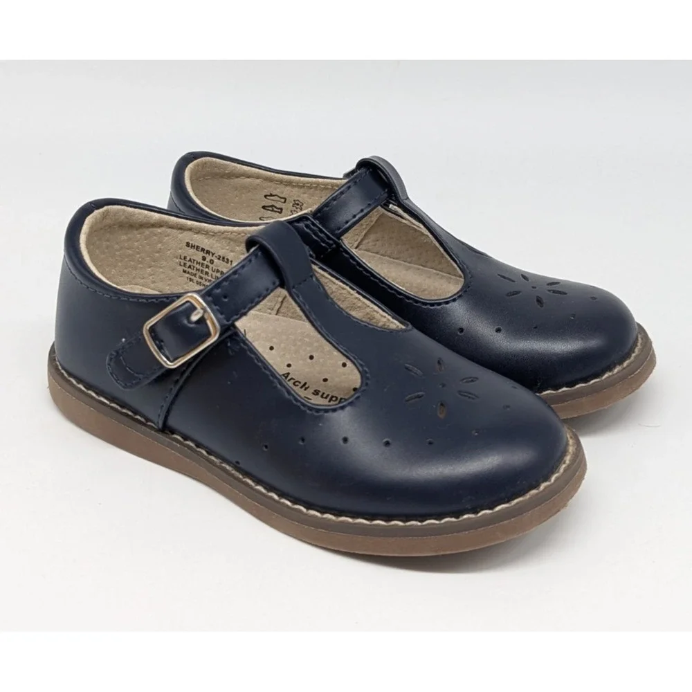 Footmates Sherry Mary Jane Toddler Shoes Sz 9 Medium T Strap Navy Blue Leather